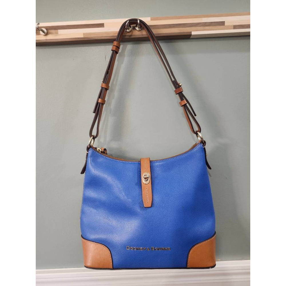Dooney & Bourke Blue & Brown Leather Shoulder Bag